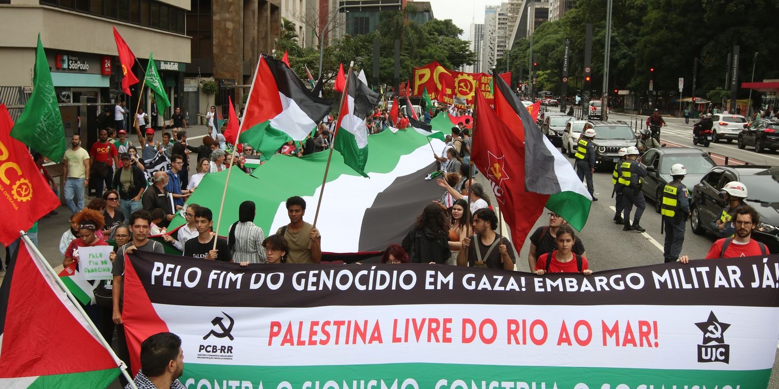 Ato em SP de apoio à Palestina pede cessar-fogo imediato em Gaza
